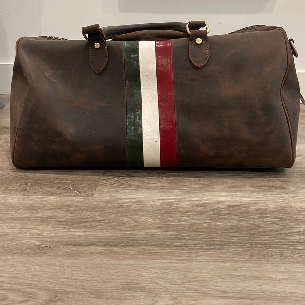 Vintage Genuine Leather Duffle Made In Italy Gem